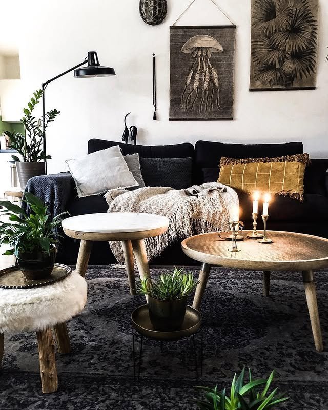 30 Bohemian Living Room Ideas: Unleash Your Free Spirit with Boho Decor! 16 Black Boho