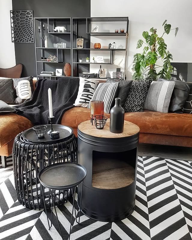 30 Bohemian Living Room Ideas: Unleash Your Free Spirit with Boho Decor! 6 Black and Brown Couch