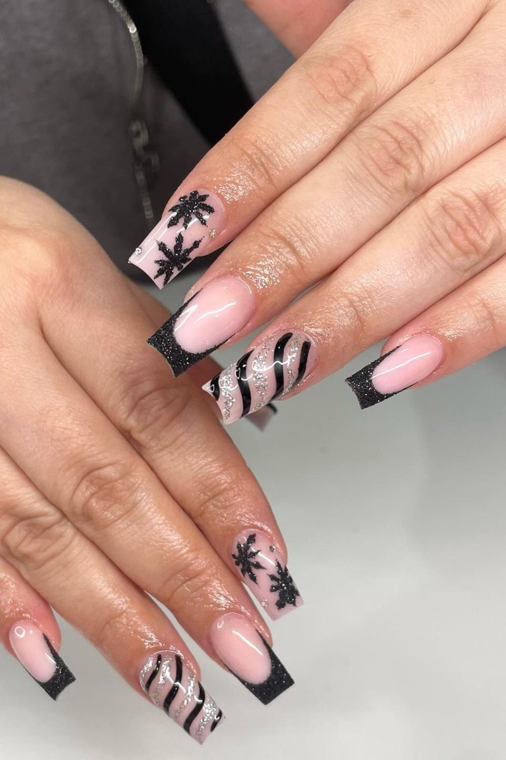 30 Black Nail Art Designs 2025: Unleash Your Style with Trendy Looks! 16 Black Snowflake Glam