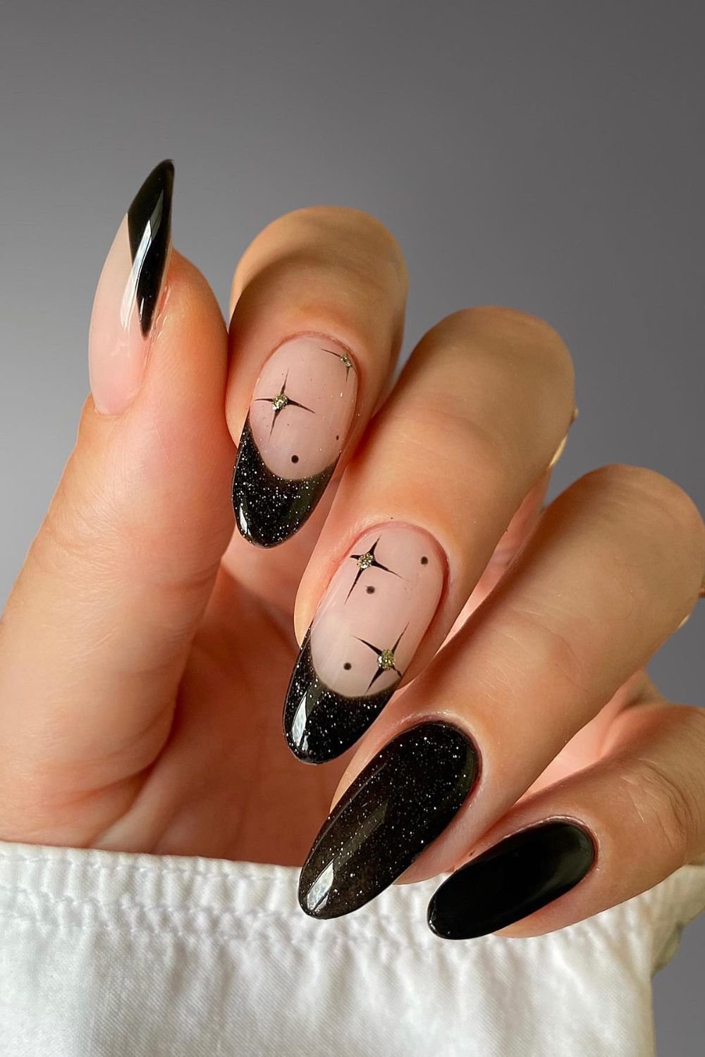 30 Black Nail Art Designs 2025: Unleash Your Style with Trendy Looks! 25 Celestial Black Tips