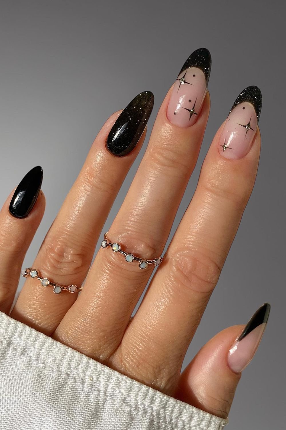 30 Black Nail Art Designs 2025: Unleash Your Style with Trendy Looks! 26 Galaxy French Luxe