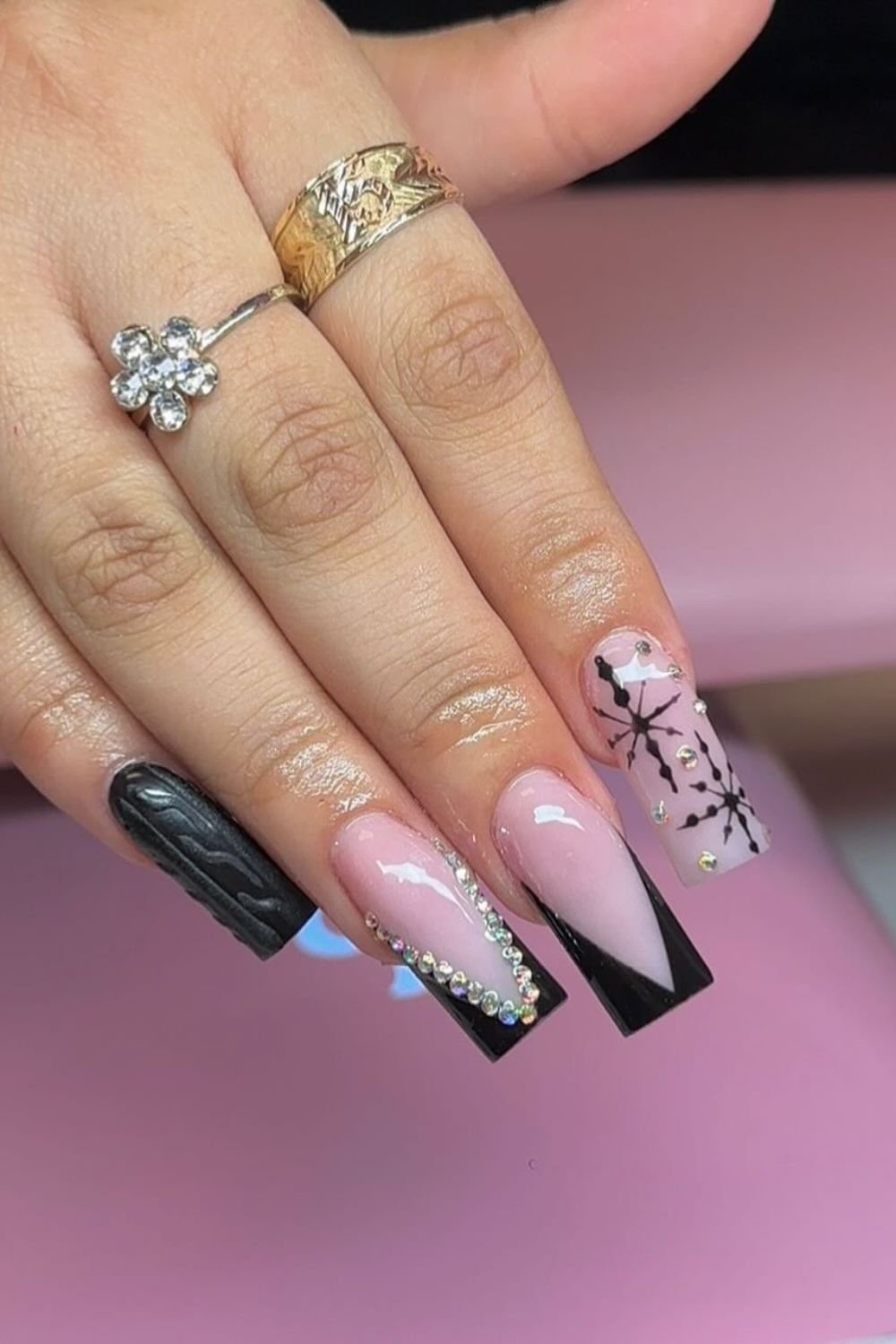 30 Black Nail Art Designs 2025: Unleash Your Style with Trendy Looks! 12 Glam Winter Sparkle