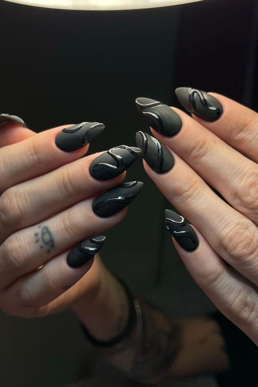 30 Black Nail Art Designs 2025: Unleash Your Style with Trendy Looks! 20 Glossy Black Waves