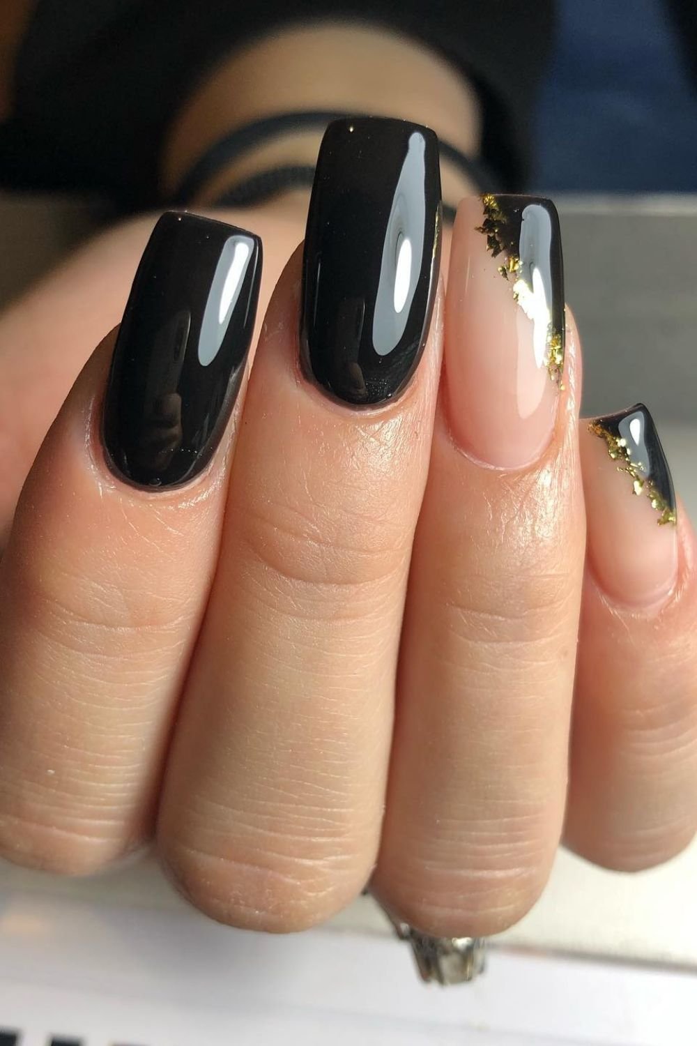 30 Black Nail Art Designs 2025: Unleash Your Style with Trendy Looks! 14 Gold-Edged Elegance