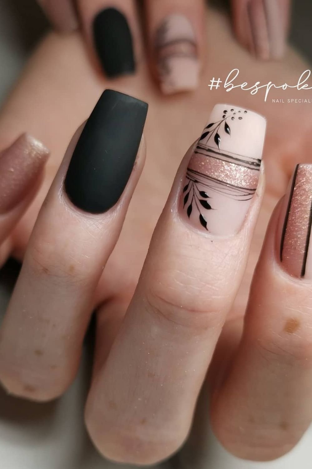 30 Black Nail Art Designs 2025: Unleash Your Style with Trendy Looks! 7 Matte And Metallic Details