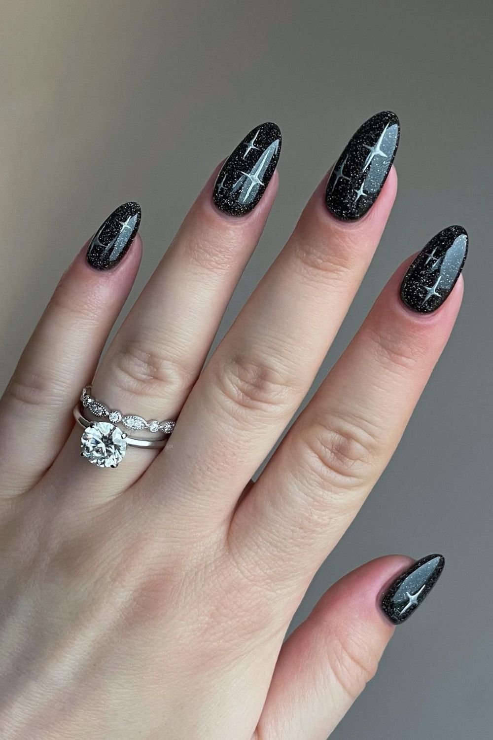 30 Black Nail Art Designs 2025: Unleash Your Style with Trendy Looks! 18 Starry Galaxy Glam