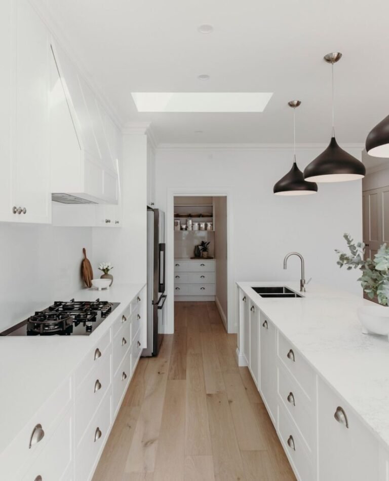 20 White Kitchen Cabinets: Ideas to Transform Your Kitchen 12 White Galley