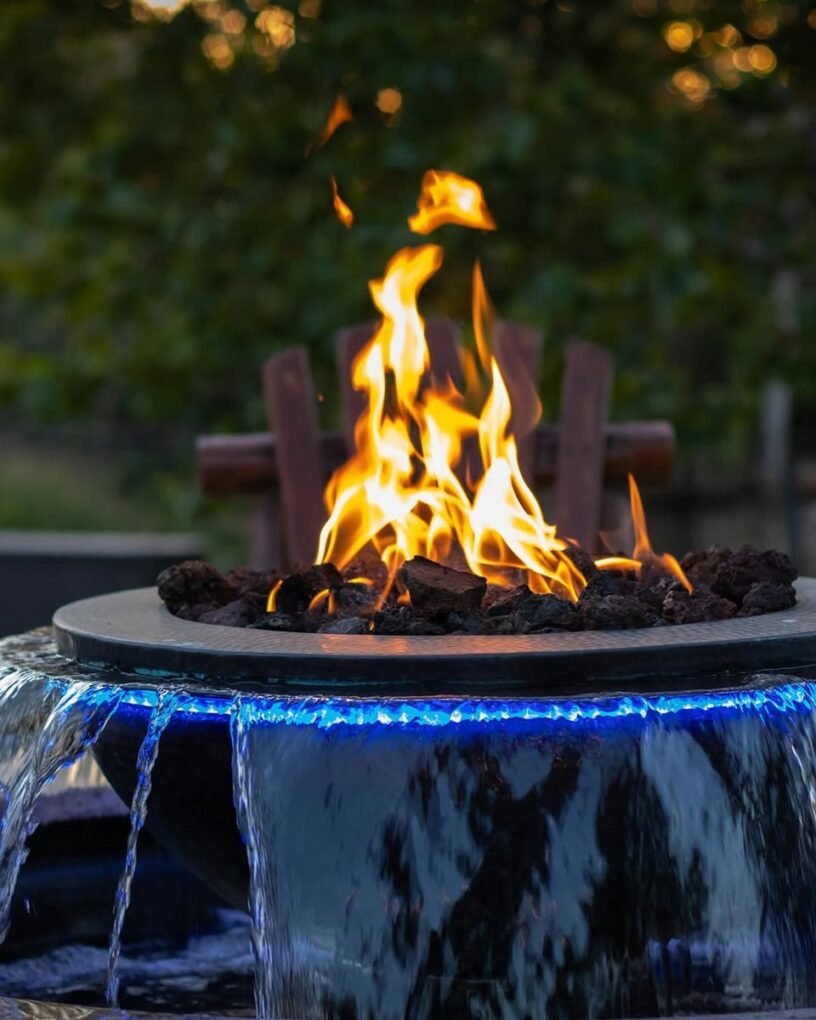 20 Modern Outdoor Fire Pit Ideas: Sleek Designs for Any Home 12 Fire Pit with Water Feature Integration