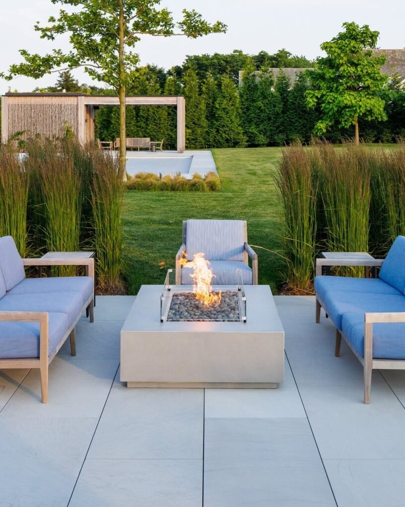 20 Modern Outdoor Fire Pit Ideas: Sleek Designs for Any Home 11 Geometric Fire Pit Design with Clean Lines