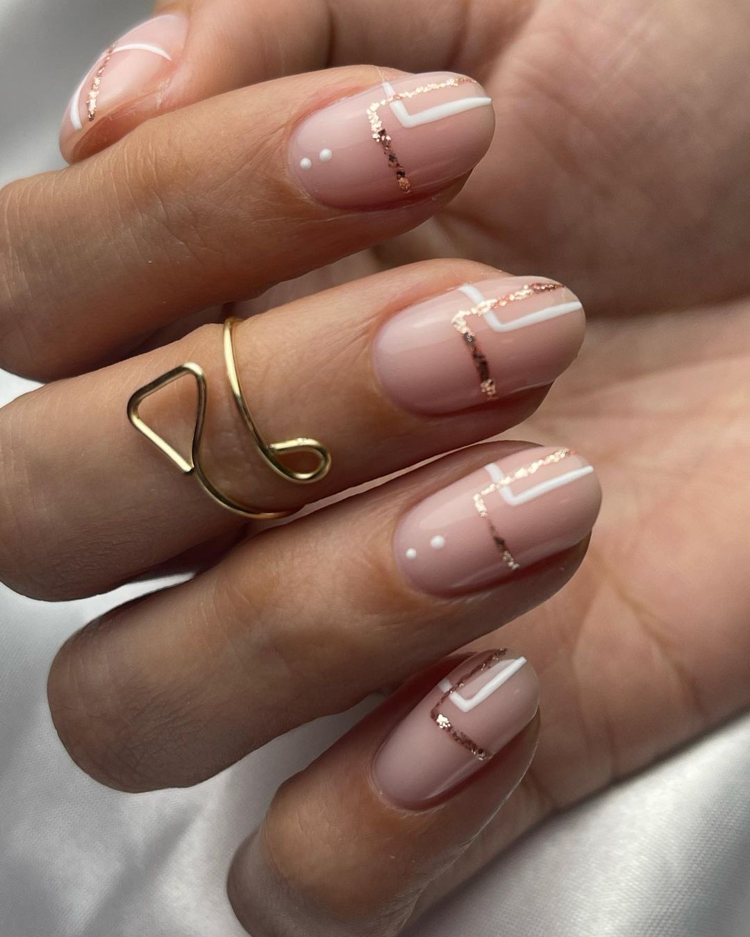 Geometric Nude Nails