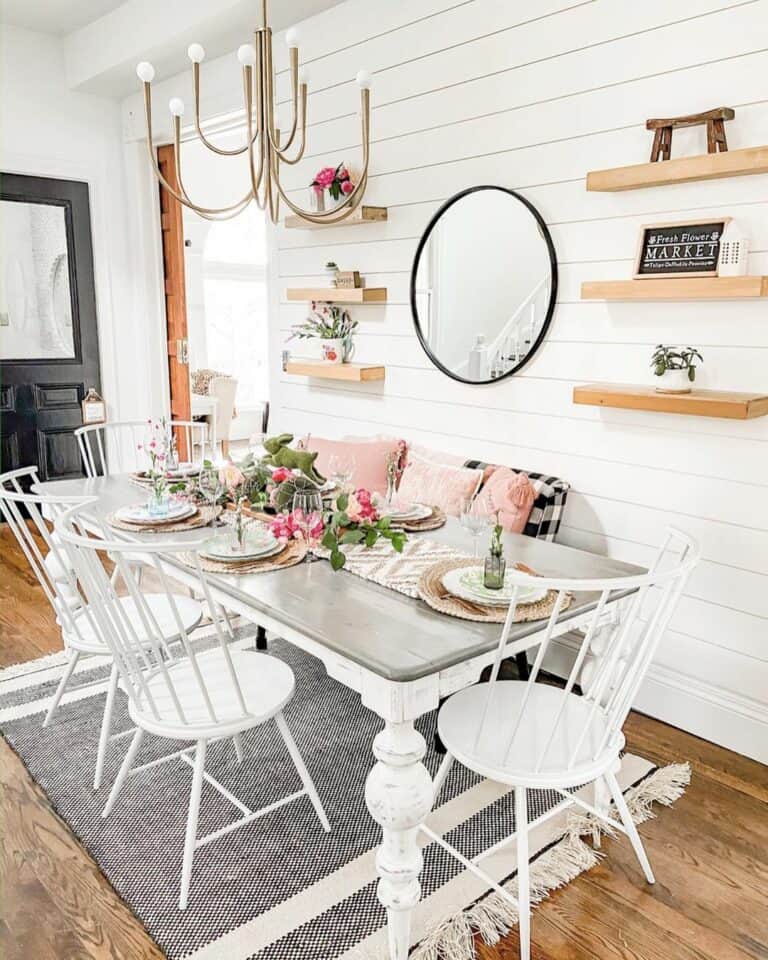 Pink Easter Décor on a Gray Tabletop