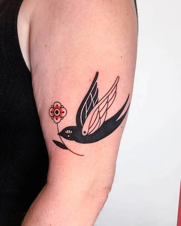 Black and white dove tattoo