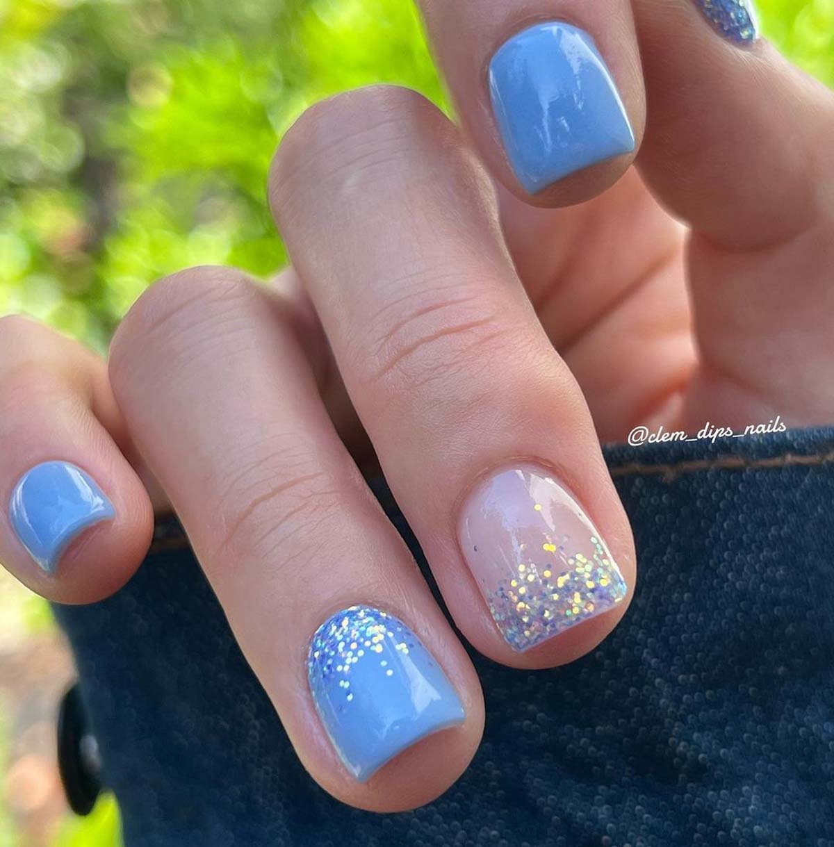 Blue Glitter Tips