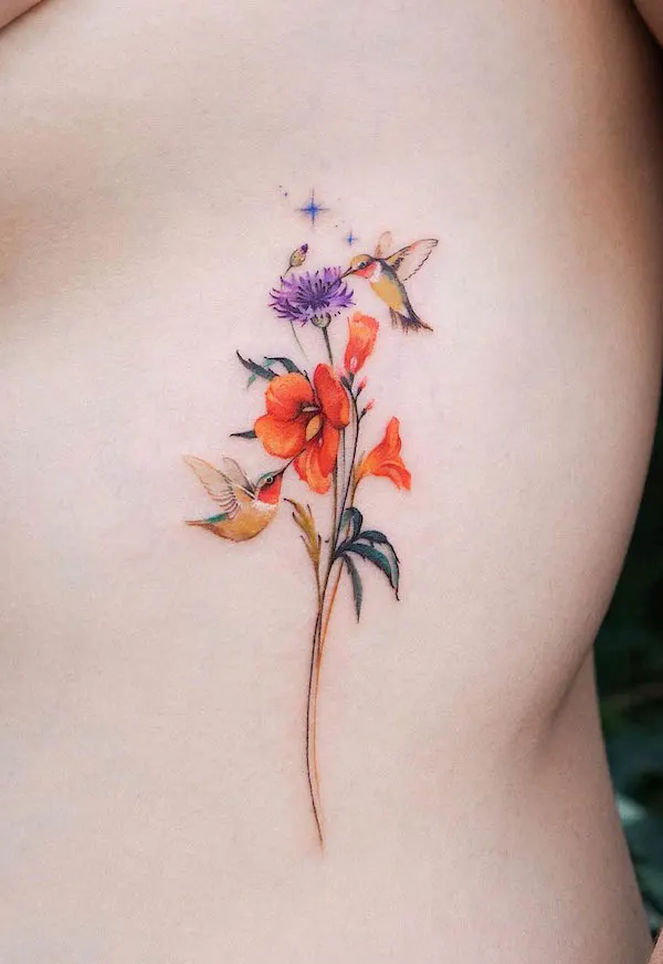 Hummingbirds and wild flowers