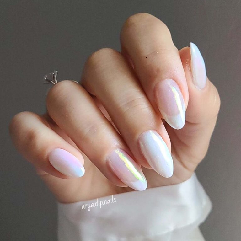 Iridescent White Nails