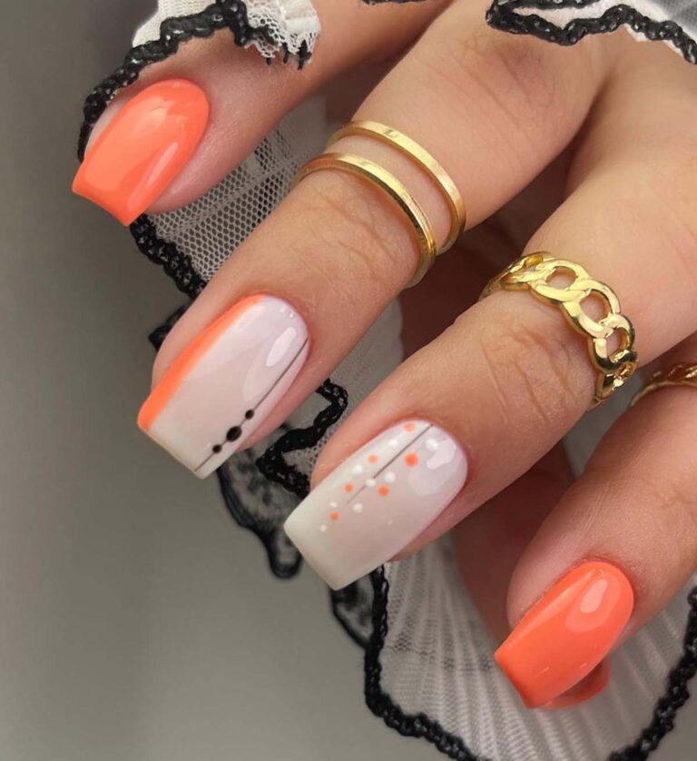 Orange Dot Nails