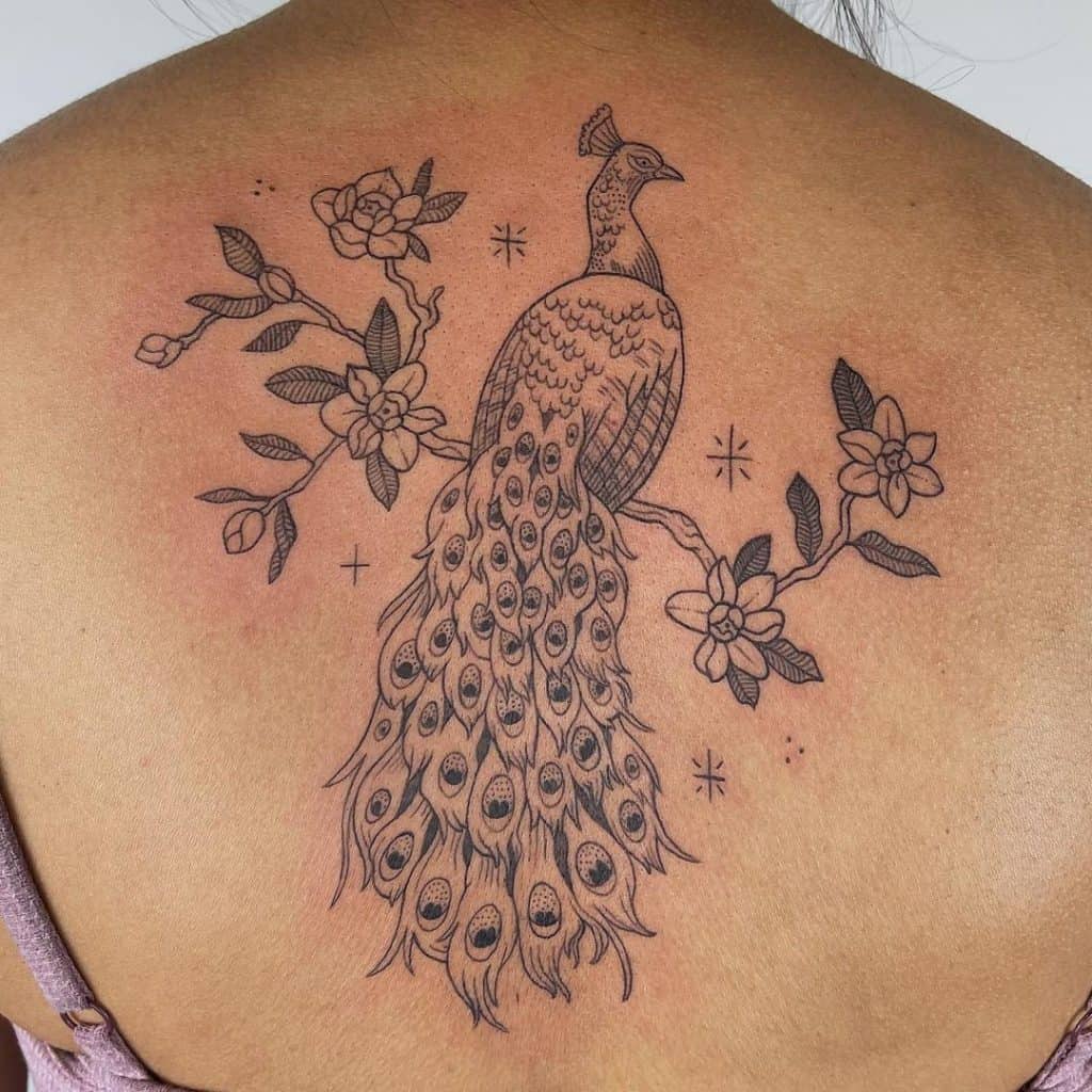 Peacock Tattoo On Back