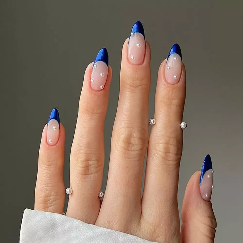 Pearly Royal Blue Nails