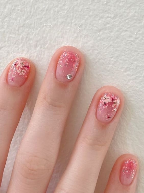 Pink With Cherry Blossom Accents