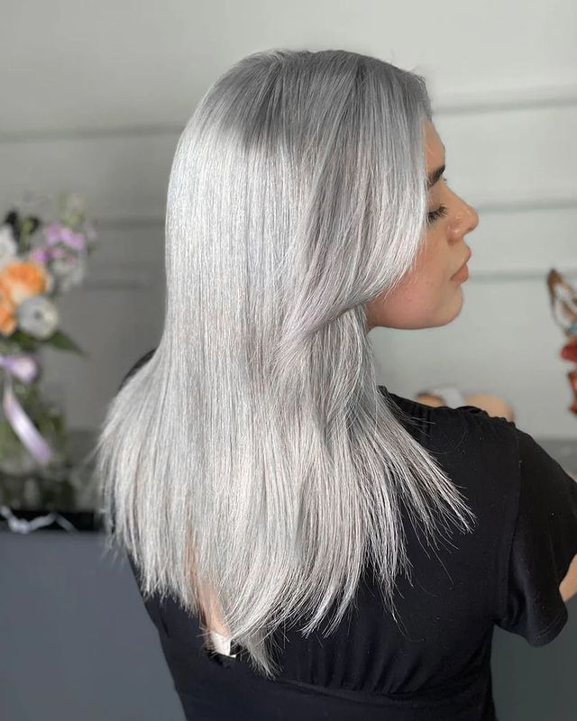 Sleek Steel Gray Hair