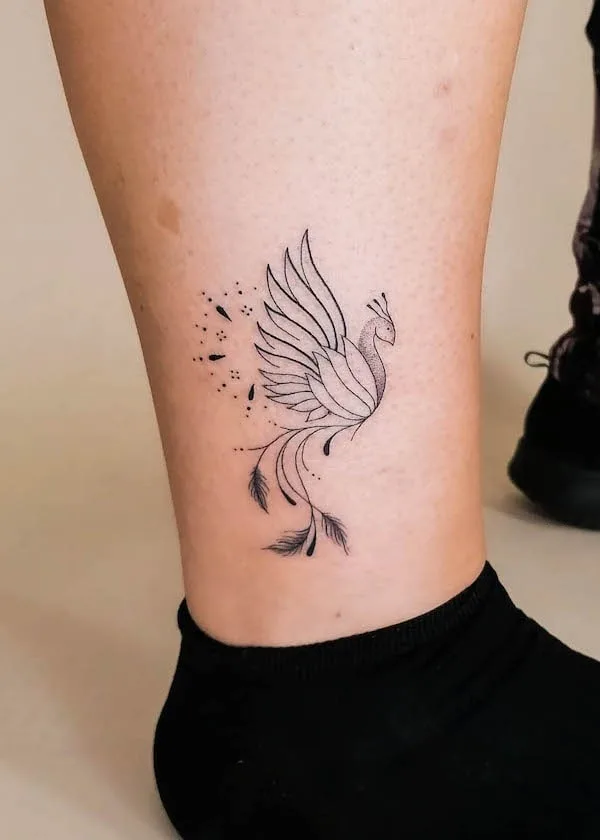 Small ornamental phoenix on the ankle