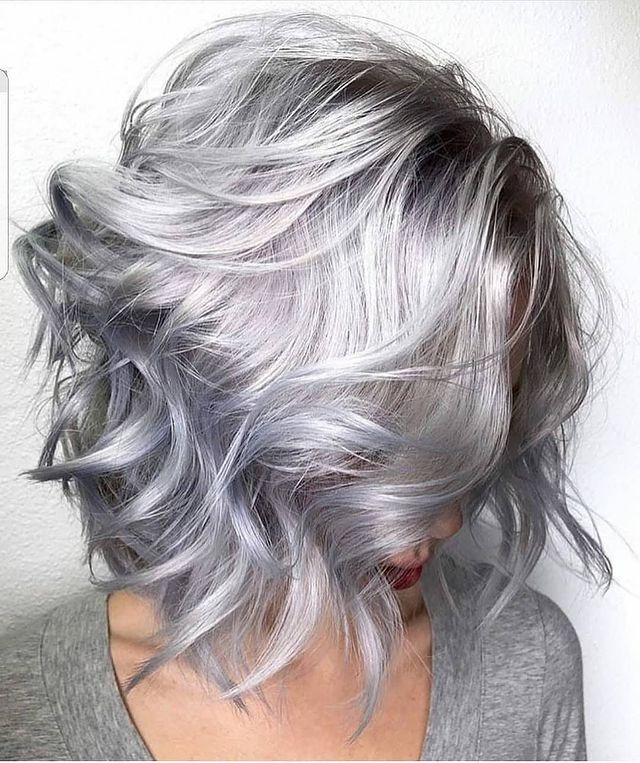 Tousled Lavender-Gray Bob