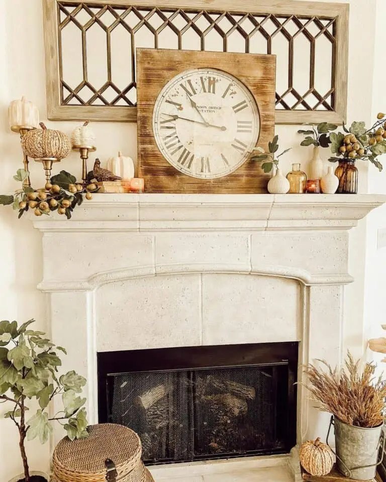 Autumn Decor for White Fireplace