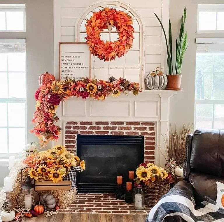 Autumn Garland on White Mantel