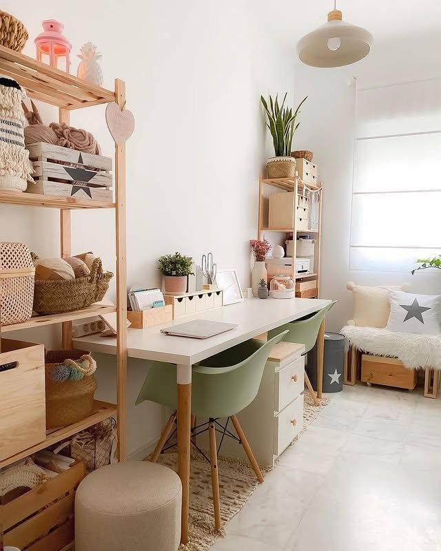 30 Easy Boho Home Office Ideas: Make Your Small Space Cozy! 13 Bohemian with Coastal Neutral Vibe
