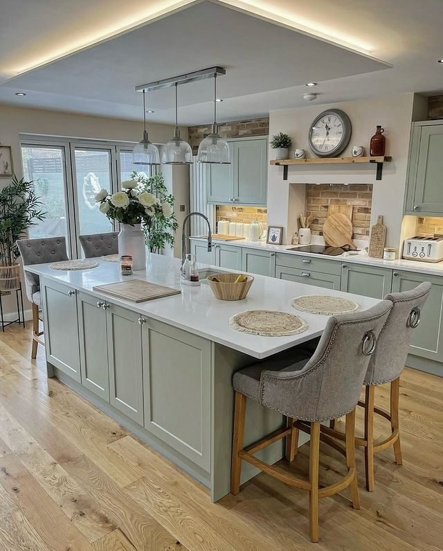 20 Modern Sage Green Kitchen Ideas: Sleek & Calming Designs 3 Carolina Gull Sage Farmhouse