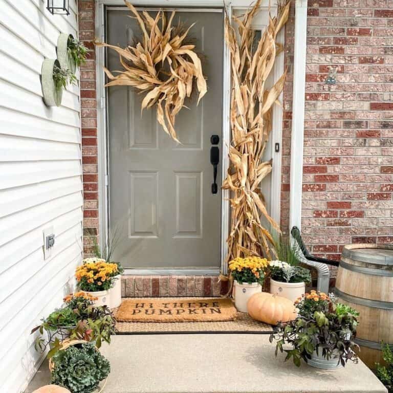 From Simple to Showstopper: 25 Easy Fall Door Decor Ideas 8 Corn Husk Wreath Display