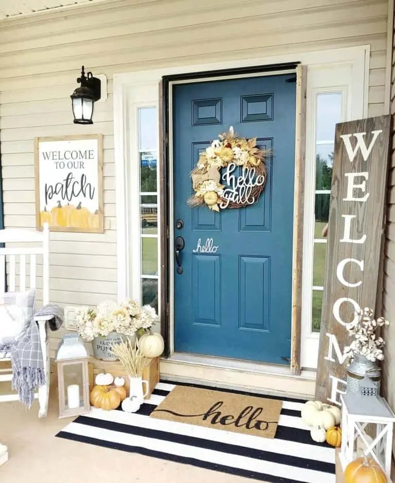 From Simple to Showstopper: 25 Easy Fall Door Decor Ideas 18 Dark Teal Front Door Wreath