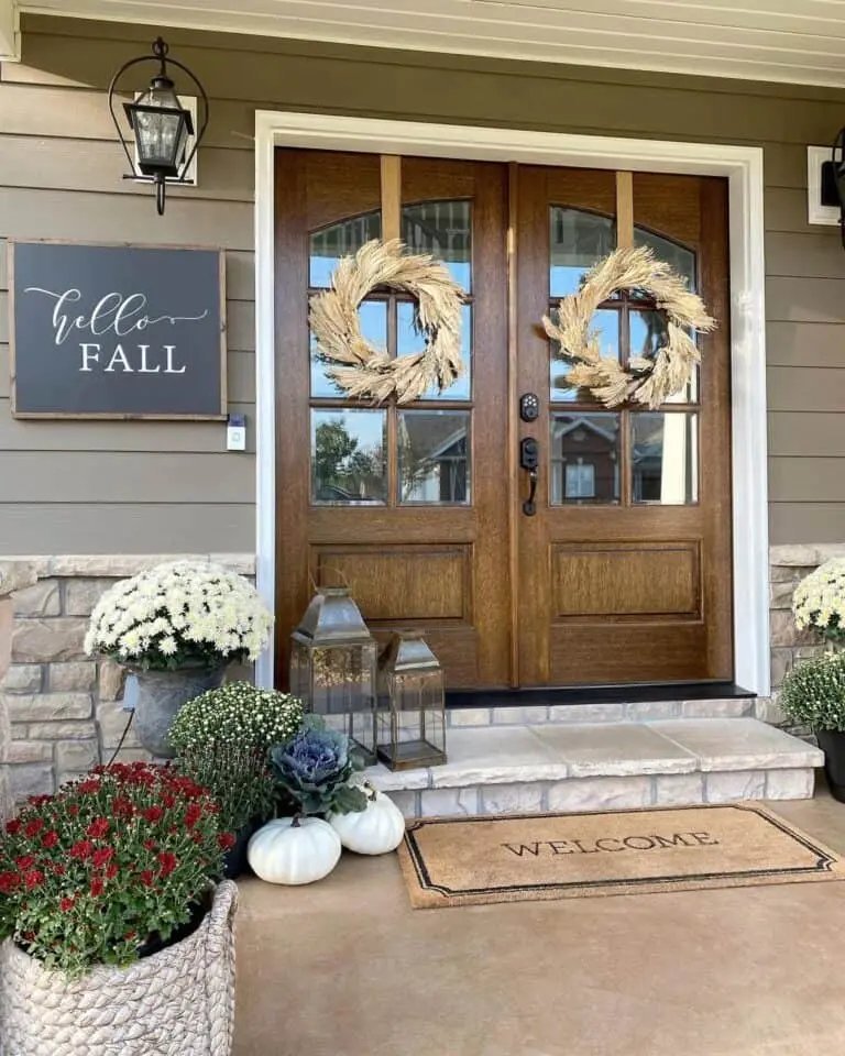 From Simple to Showstopper: 25 Easy Fall Door Decor Ideas 2 Dried Grass Wreaths on Doors