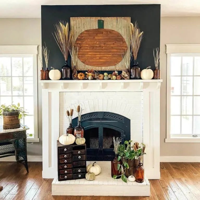 Fall Decor for White Fireplace