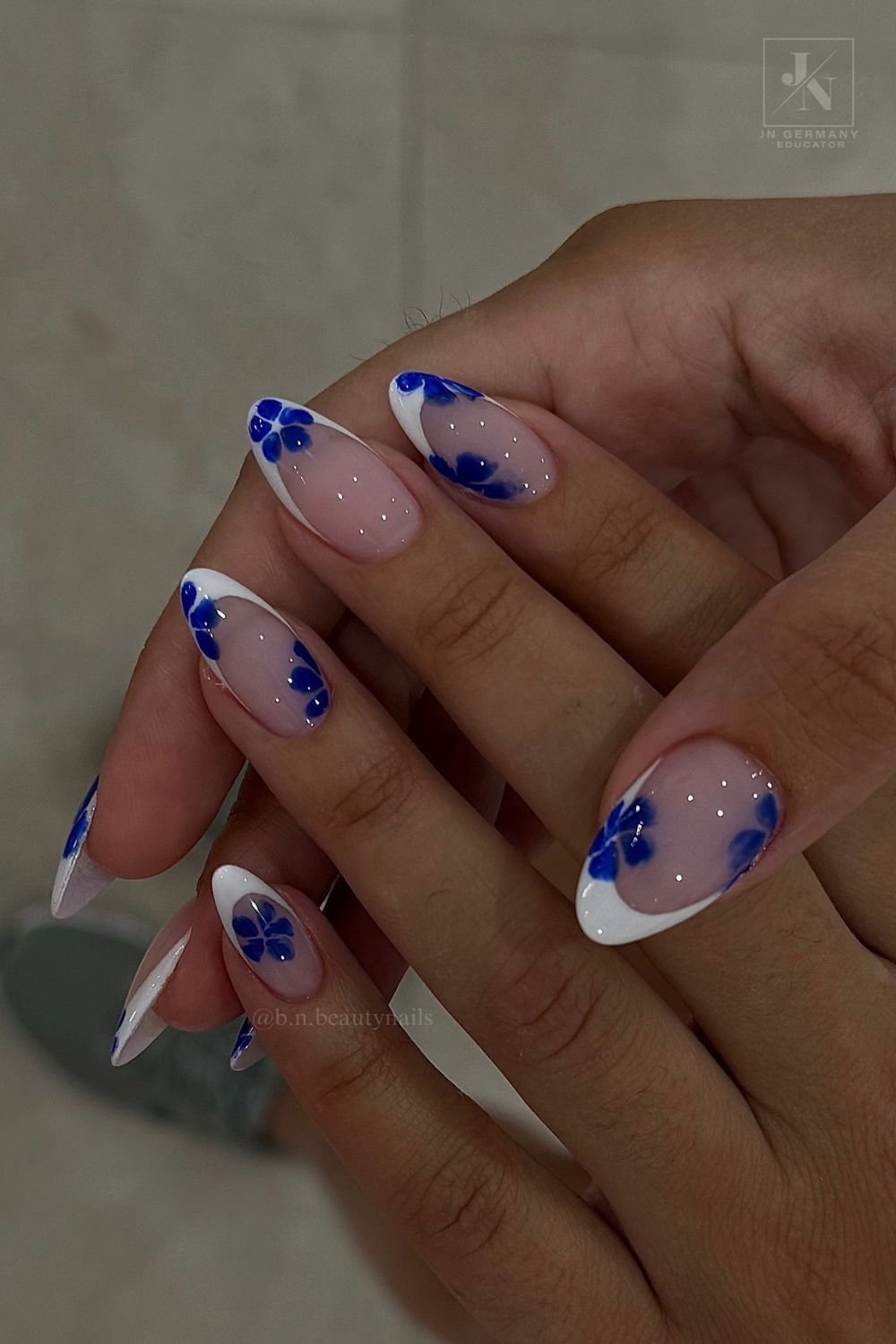 25 Stunning Royal Blue Nail Designs You’ll Want Right Now 9 Floral French Tips