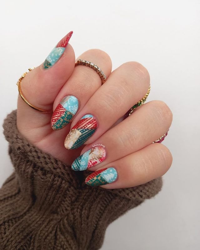 25 Funky Winter Nail Designs to Try This Season 18 Holiday Gift Wrap Inspired Nails