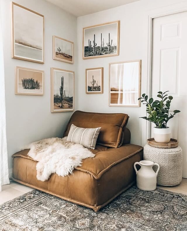 20 Boho Reading Nook Ideas: Create Your Dream Cozy Escape 2 Italian Modern Leather Square Sofa Chair with Cushion