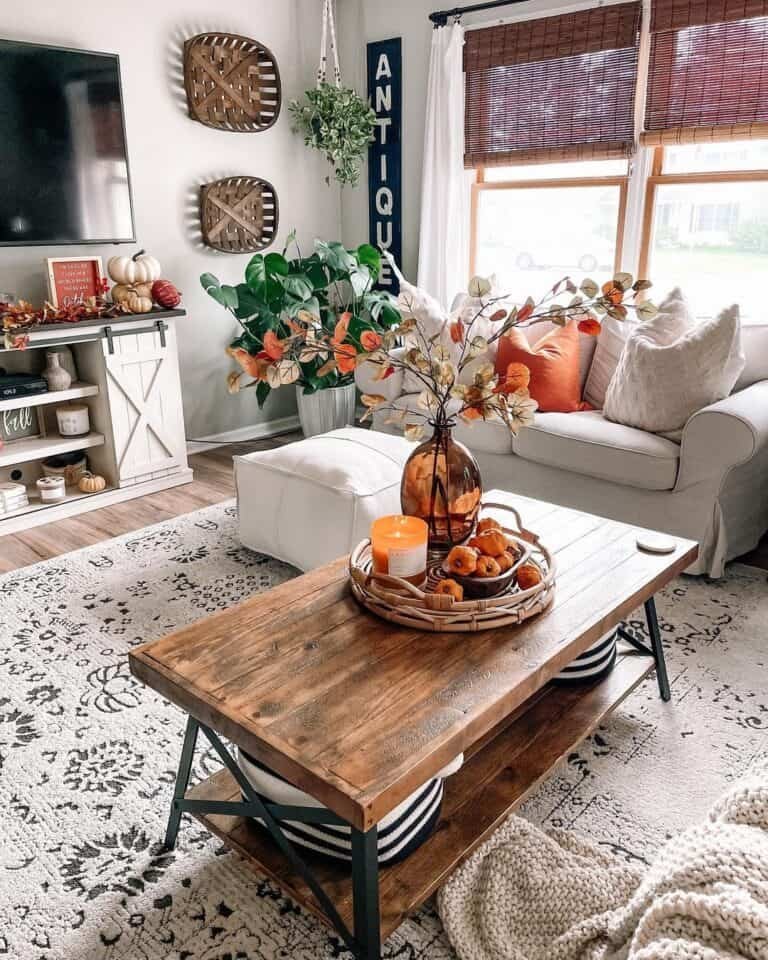 30 Fall Coffee Table Decor Ideas to Warm Up Your Home 30 Living Room with Wood Table