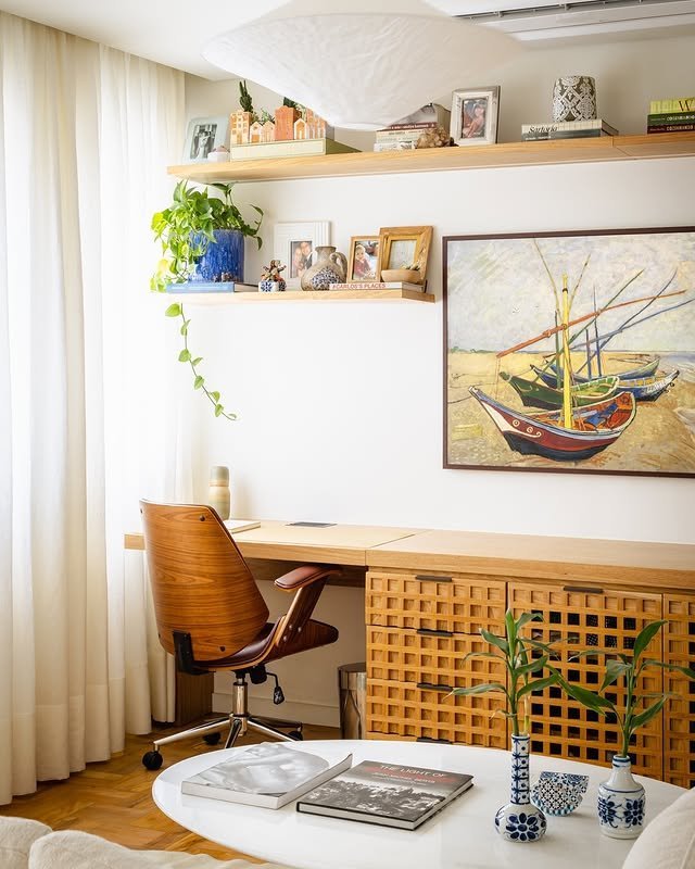 30 Easy Boho Home Office Ideas: Make Your Small Space Cozy! 18 Mid-Century Boho