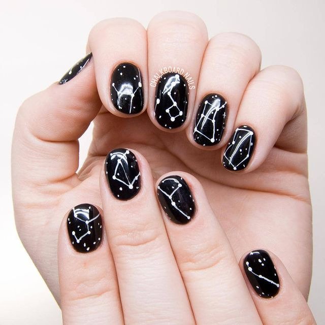 25 Funky Winter Nail Designs to Try This Season 11 Midnight Sky With Constellations