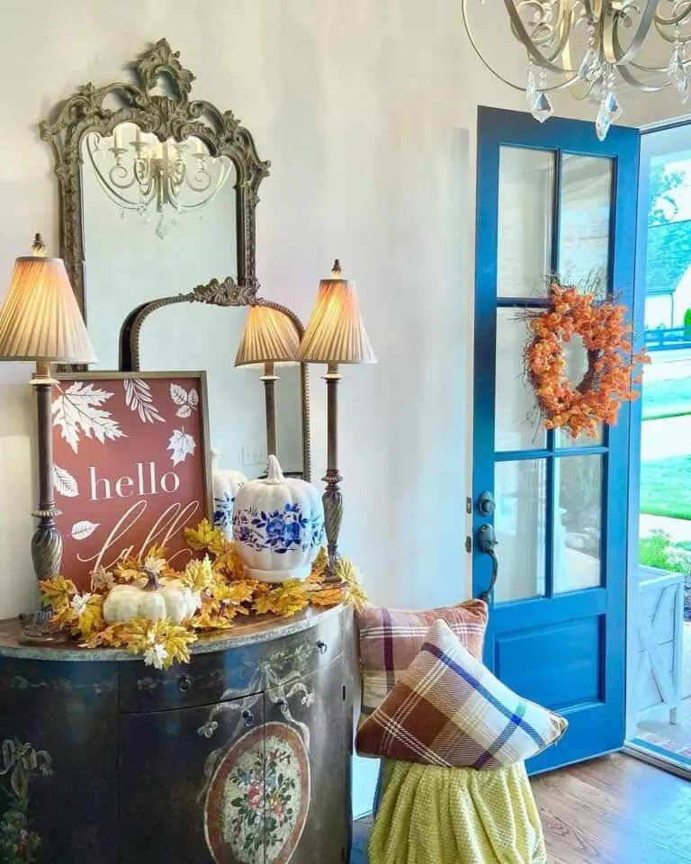 From Simple to Showstopper: 25 Easy Fall Door Decor Ideas 20 Orange Fall Door Wreath