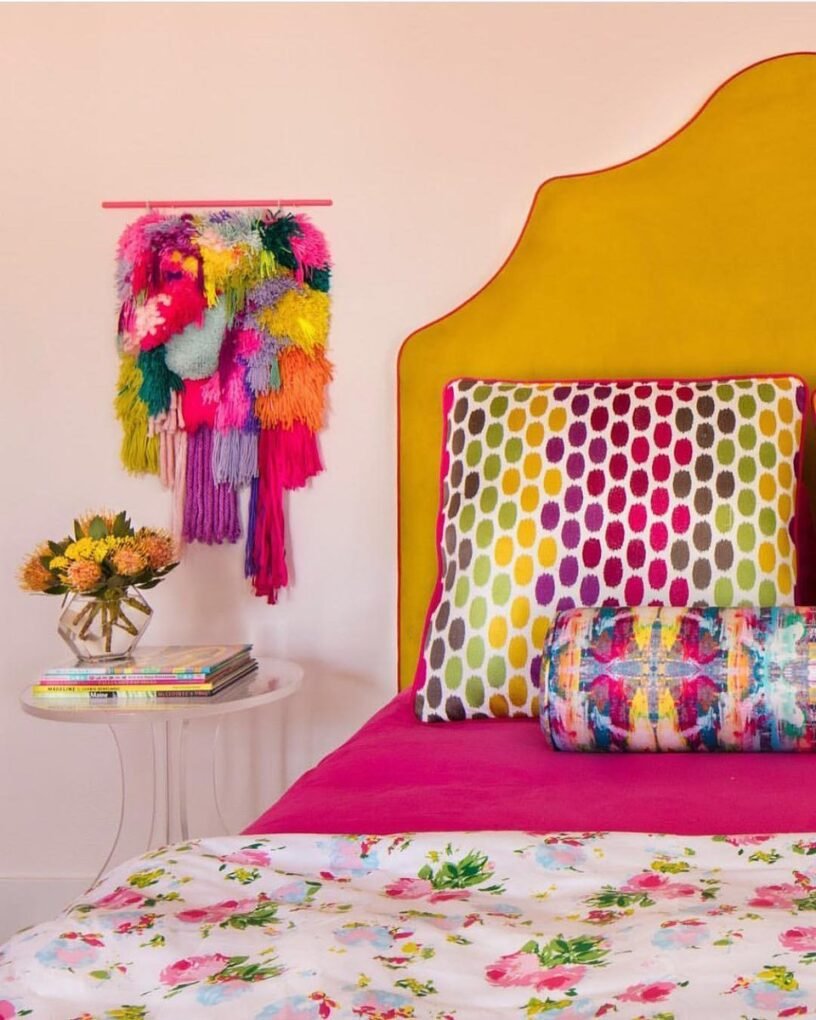 25 Colorful Bedroom Ideas That Will Brighten Your Day 20 Pompoms and Cushions
