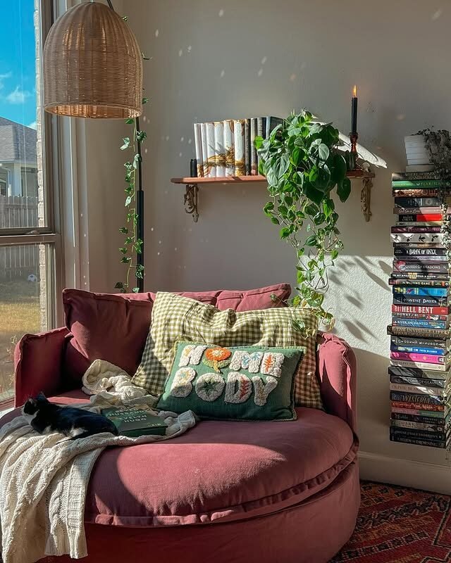 20 Boho Reading Nook Ideas: Create Your Dream Cozy Escape 17 Read with a Round Sofa Bed