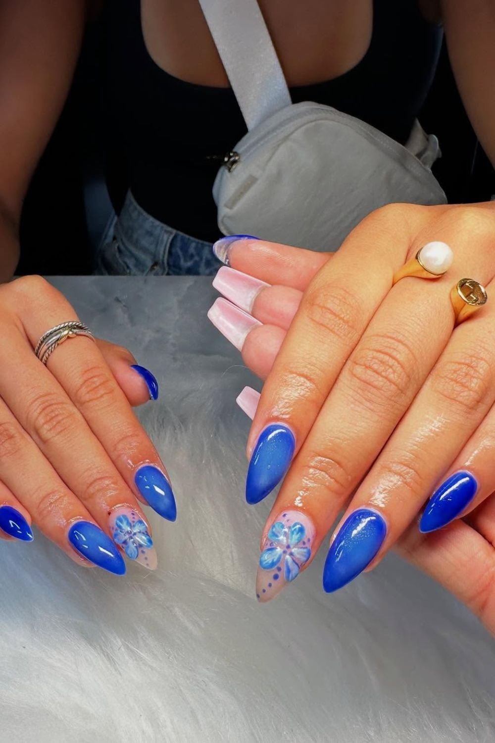 25 Stunning Royal Blue Nail Designs You’ll Want Right Now 25 3D Floral Gradient