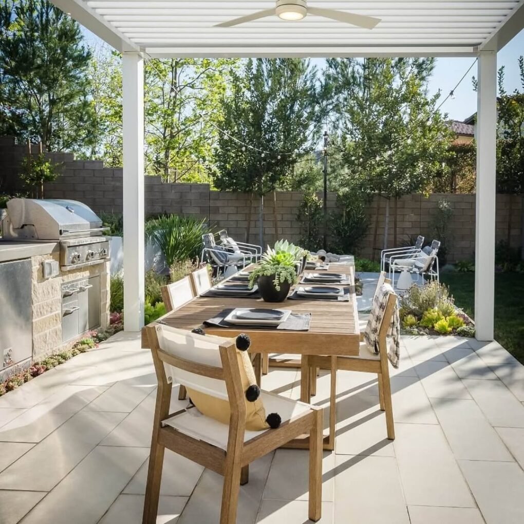 15 Patio Dining Ideas: Perfect Solutions for Cozy Outdoor Meals 11 Sleek & Structured Dining