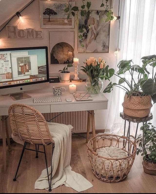 30 Easy Boho Home Office Ideas: Make Your Small Space Cozy! 2 Soft Romantic Boho