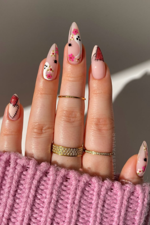 30 Halloween Nail Art Ideas 2025 for a Hauntingly Good Look 15 Spooky Florals