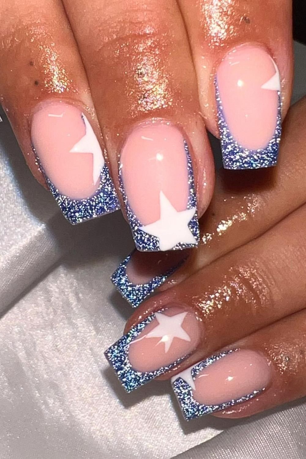 Starry Glitter French Tips