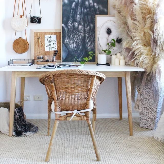 30 Easy Boho Home Office Ideas: Make Your Small Space Cozy! 9 Textured Boho with Feathery Features