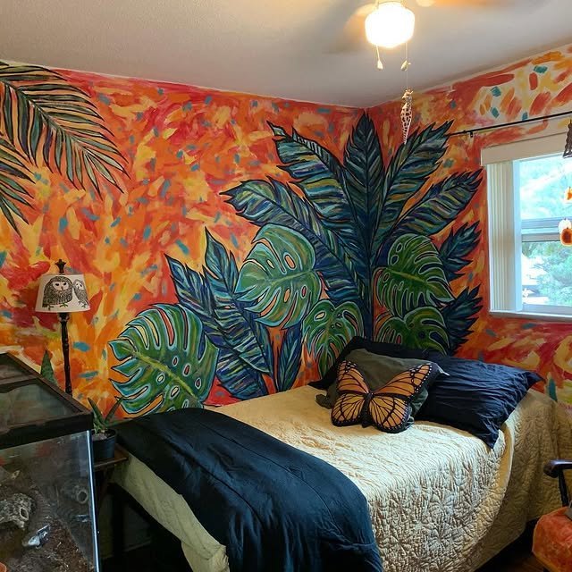 25 Colorful Bedroom Ideas That Will Brighten Your Day 17 Tropical Maximalist